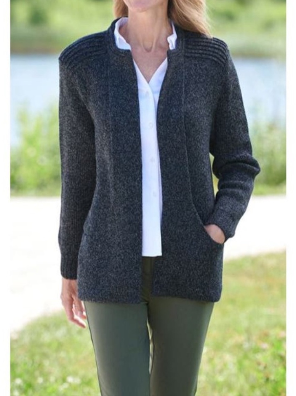 Peruvian Link Alpaca Ebel Cardigan‎ Sweater Dark Grey Women’s Large One Size